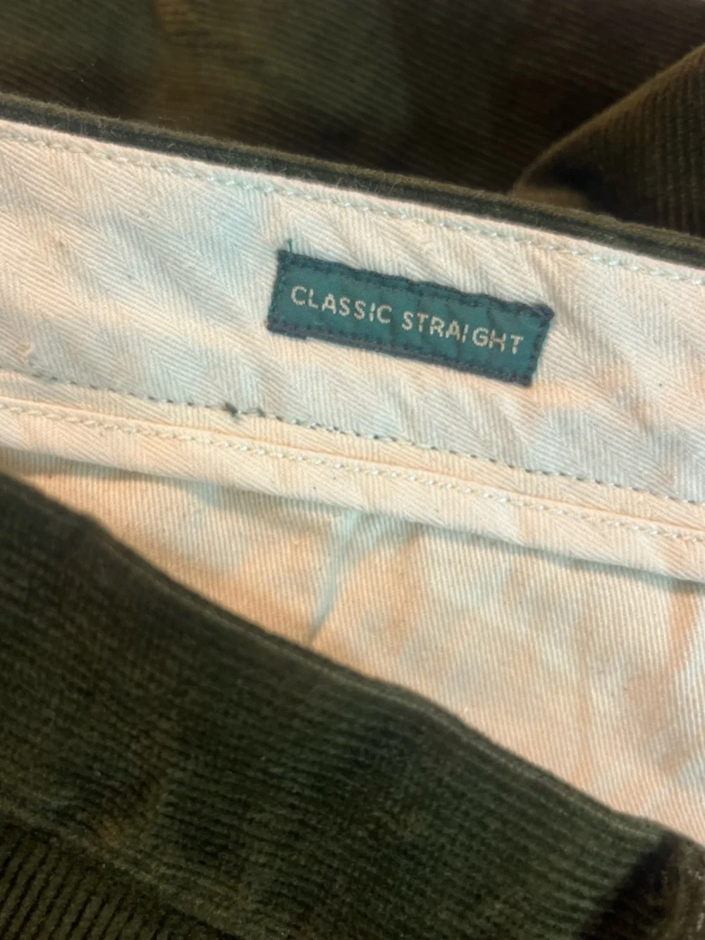 J.Crew Broken-in Straight pant in stretch corduroy in woodland olive